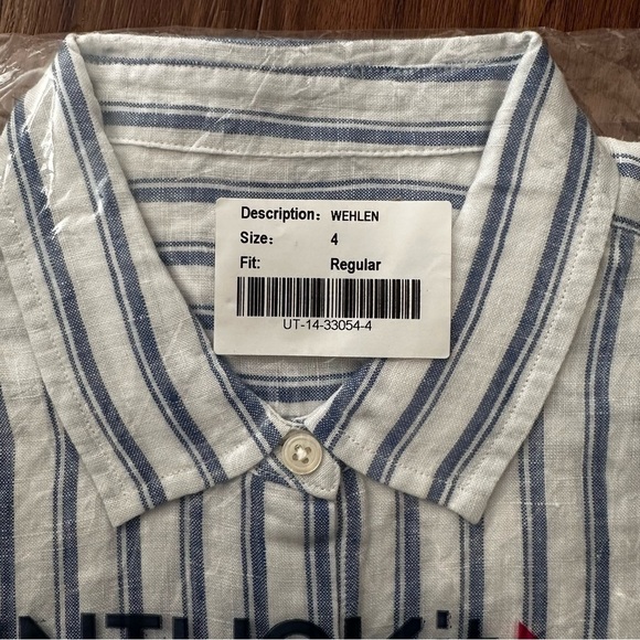 UNTUCKit Whelan Women’s Long Sleeve Button Shirt Sz 4 Blue White Striped - Picture 5 of 5